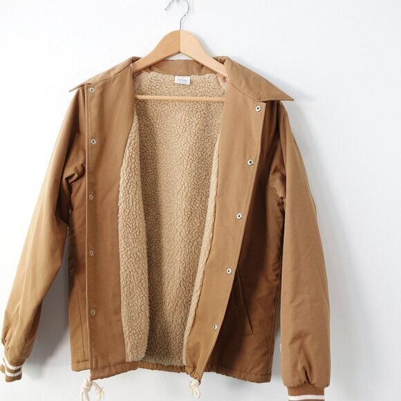 RARE Vintage CHAMPION Jacket Small Tan Canvas Camel Coach Oatmeal Fleece Field - Picture 2 of 15